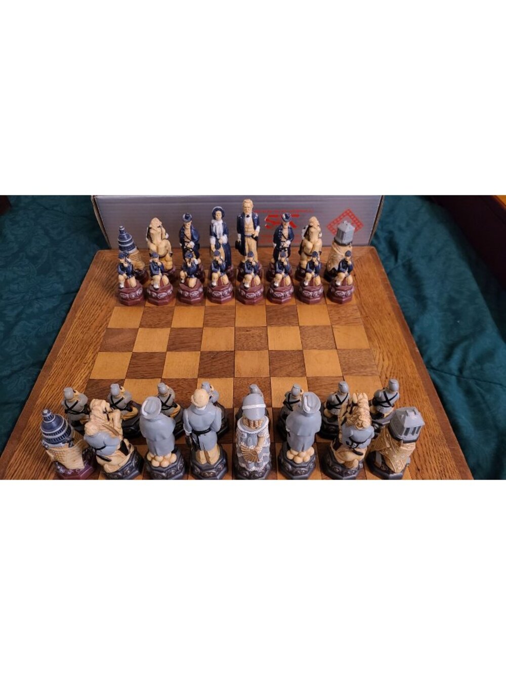 American Civil War Themed Chess Pieces SAS Studio Anne Carlton w/ Board & Box